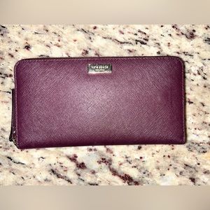 Burgundy Kate Spade Zip around wallet